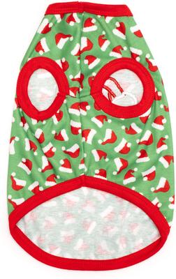 Show full view: The Worthy Dog Christmas Santa Hats Tee Dog Shirt, X-Small slide 2 of 3