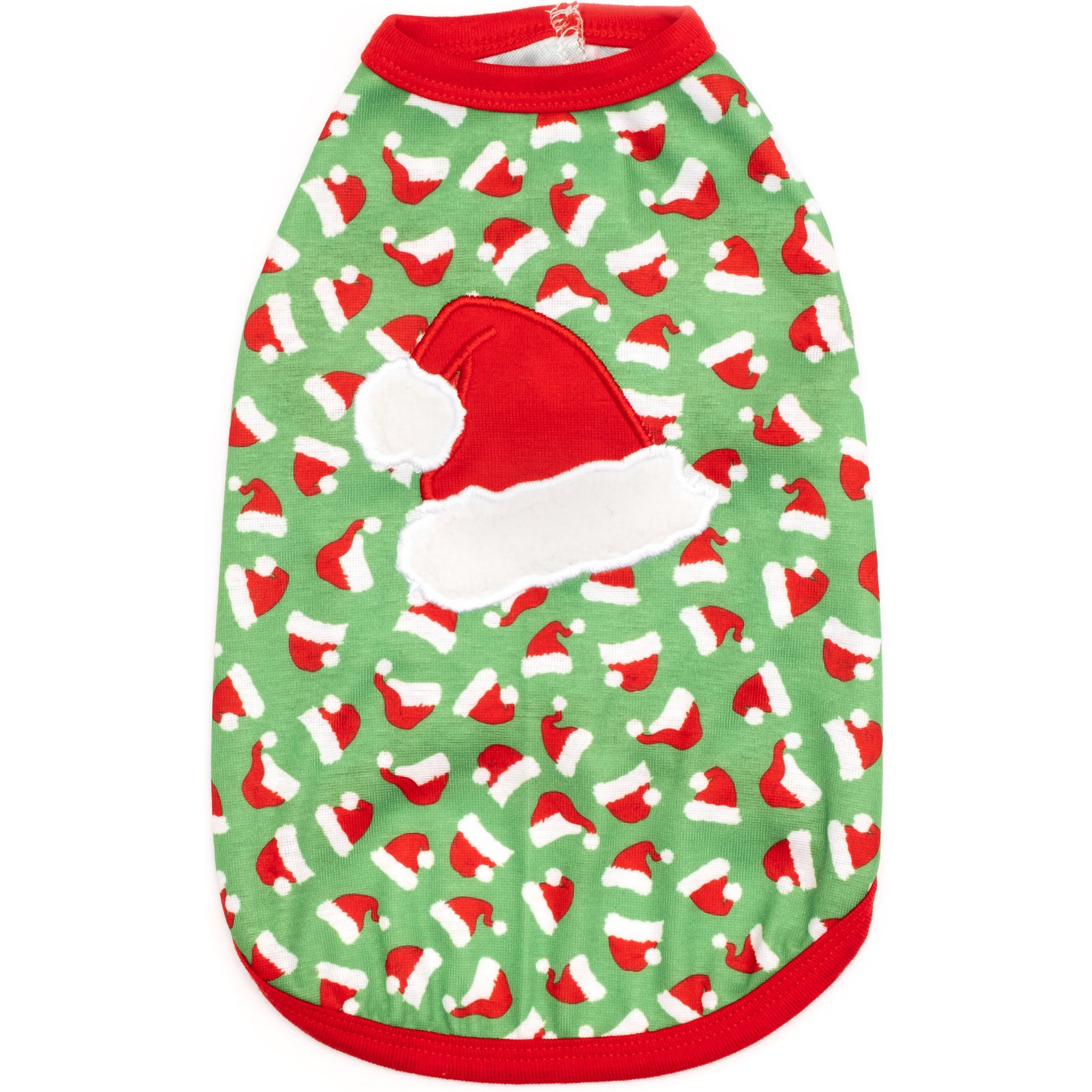 The Worthy Dog Christmas Santa Hats Tee Dog Shirt, Large