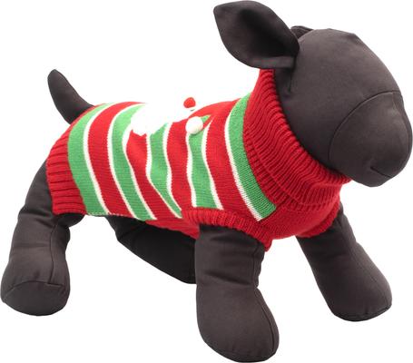 Show full view: The Worthy Dog Christmas Stripe Santa Dog Sweater, Medium slide 2 of 3