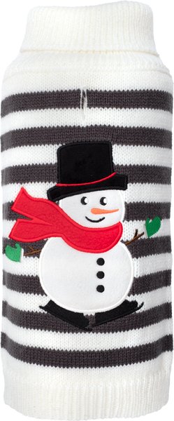 Show full view: The Worthy Dog Stripe Snowman Dog Sweater, Small slide 1 of 3