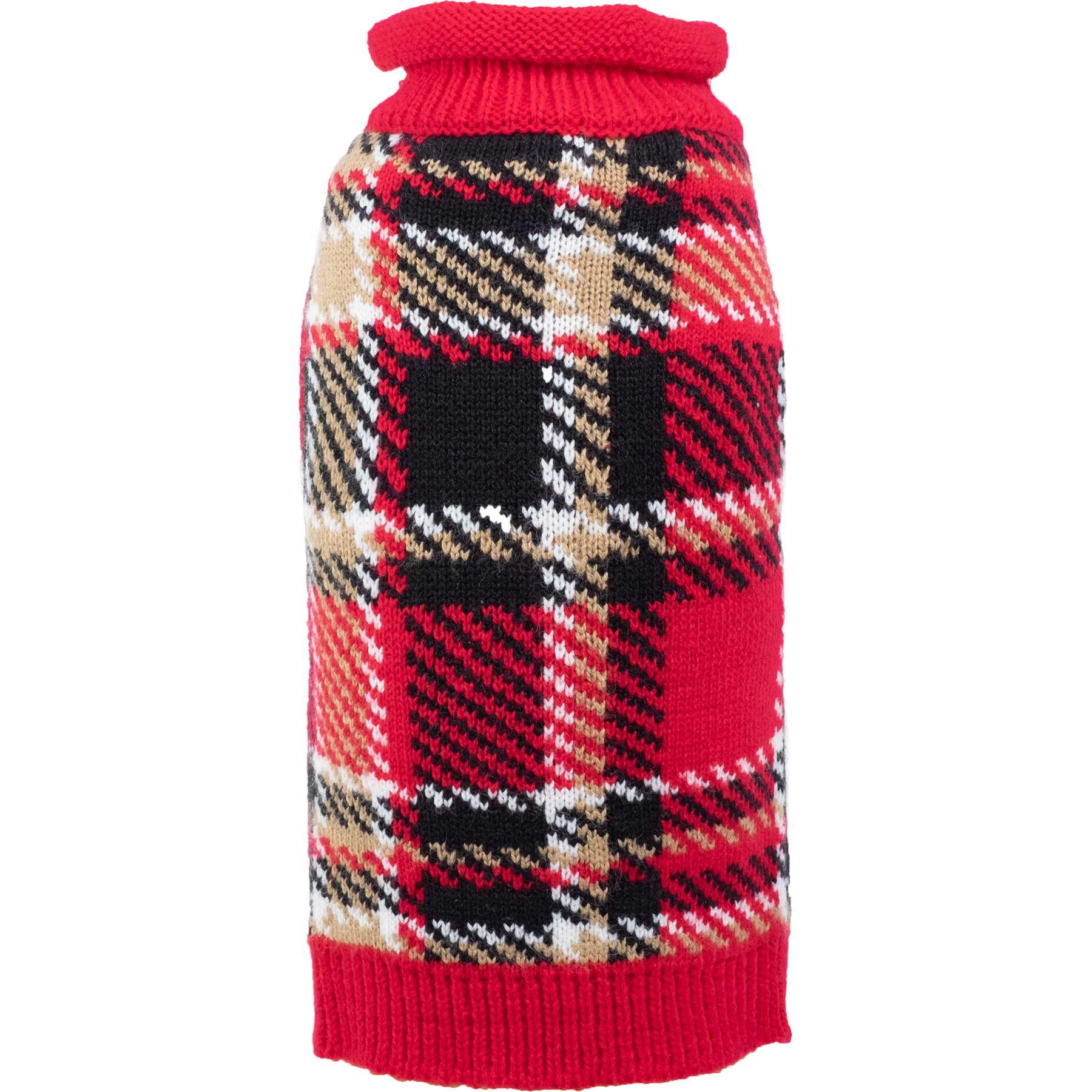 The Worthy Dog Christmas Red Plaid Dog Sweater, X-Large
