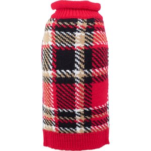 The Worthy Dog Red Plaid Dog Sweater, XX-Small