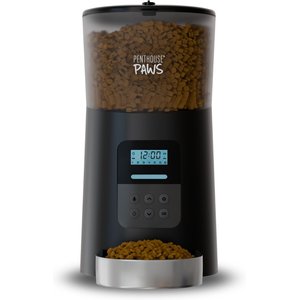 Penthouse Paws Smart Automatic with LCD Panel Dog & Cat Feeder, 6L, Black/Stainless Steel