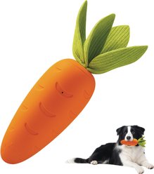 PawsPik Carrot Natural Rubber Dog Chew Toy, Orange, Medium