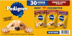 Pedigree Choice Variety Pack Cuts in Gravy Adult Beef Flavor Dog Wet Food, 3.5-oz pouch, 30 count