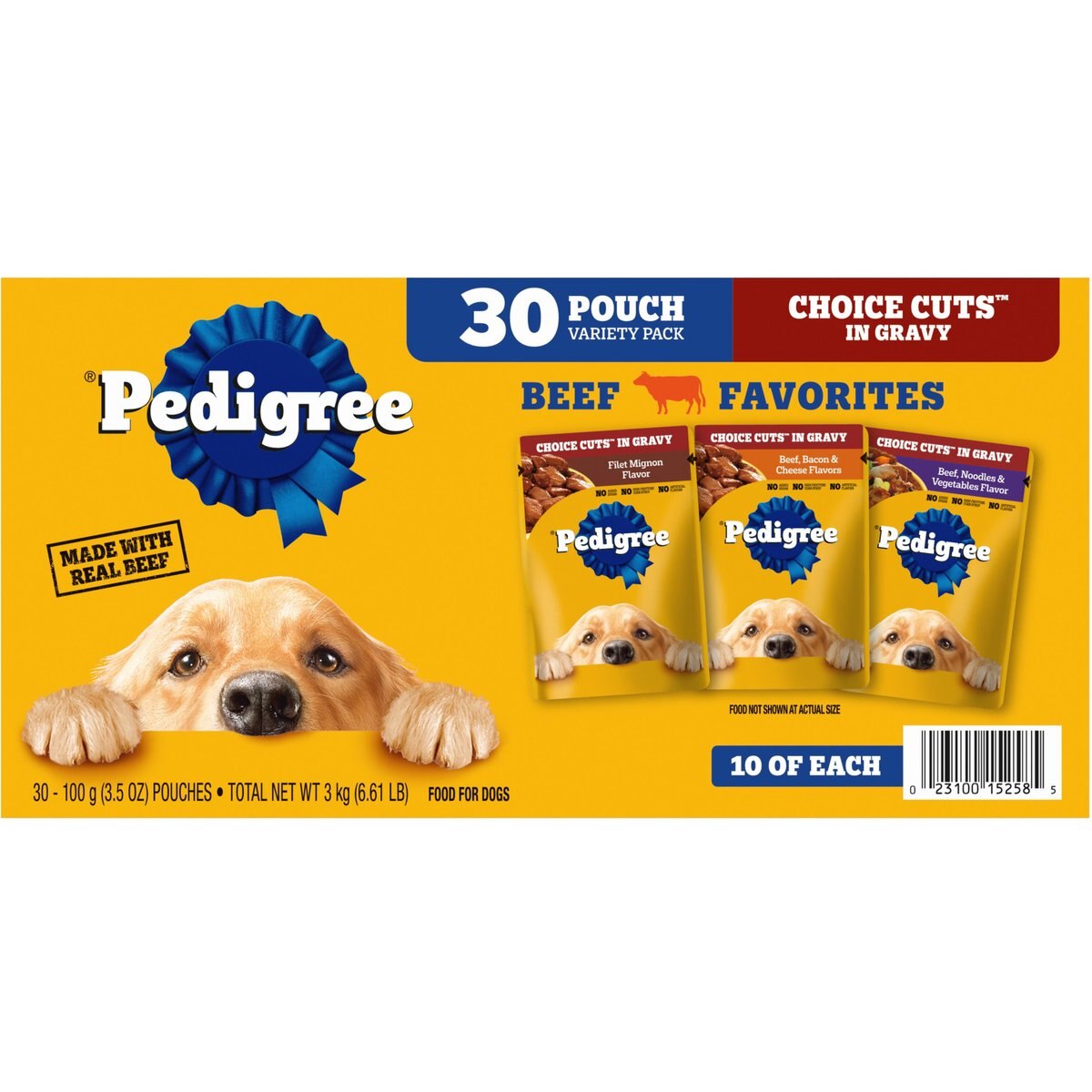 Pedigree Choice Variety Pack Cuts in Gravy Adult Beef Flavor Dog Wet Food, 3.5-oz pouch, case of 30