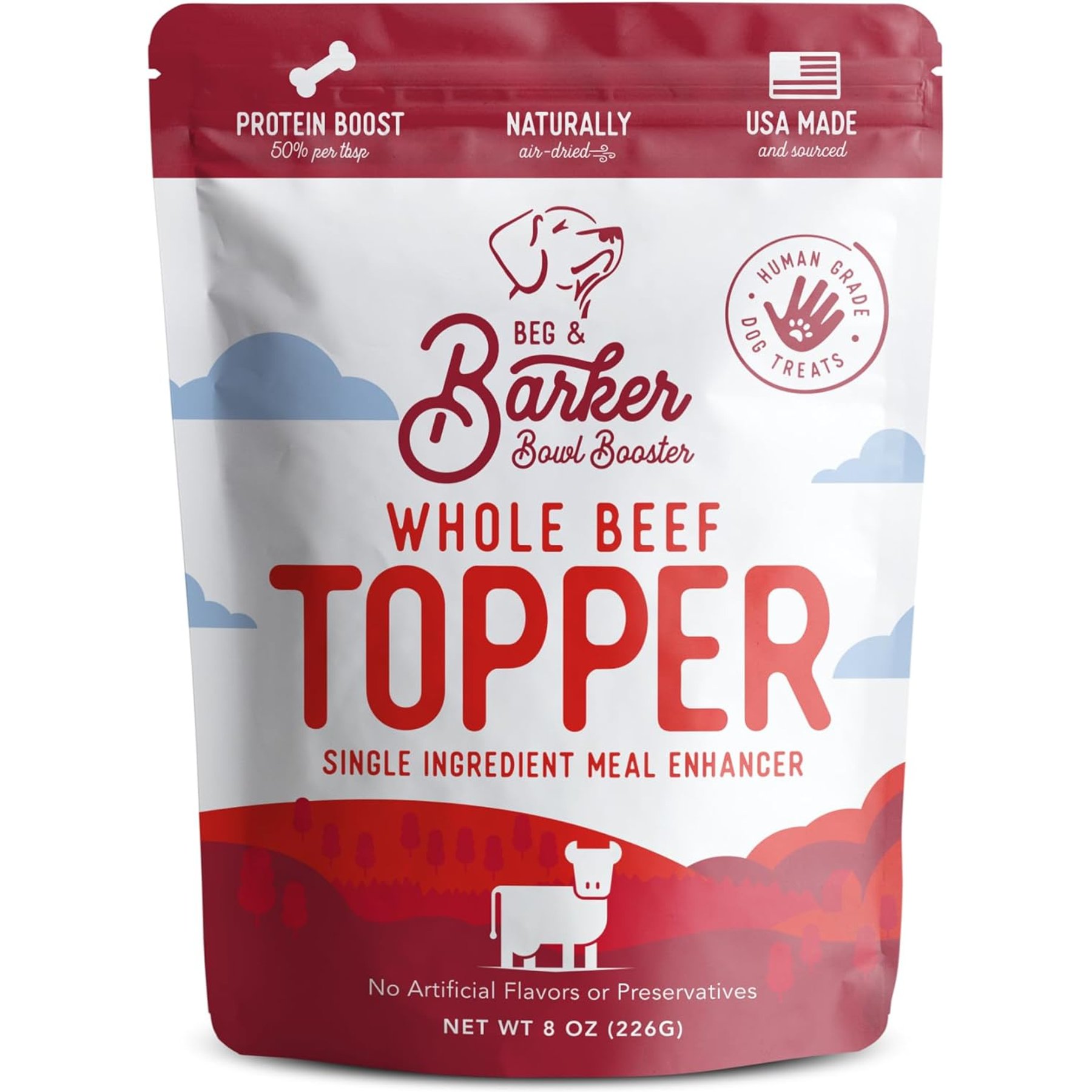 Beg & Barker Whole Beef Diabetic Support High Protein Dry Dog Food Topper, 8-oz bag