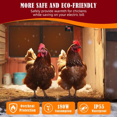 Show full view: PetNF Winter Large Panel Foldable Radiant Chicken Coop Heater with Remote Control, Adjustable Time & Temperature, 180-watt slide 5 of 8