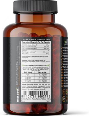 Show full view: Best Paw Nutrition Wild Salmon 500-mg Softgels Skin & Coat Supplement for Small Dogs & Cats, 60 count slide 10 of 10