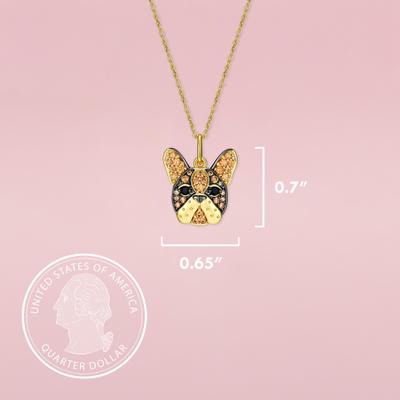 Show full view: Scamper & Co French Bulldog Face Gold Plated Bronze Pendant Necklace slide 2 of 4