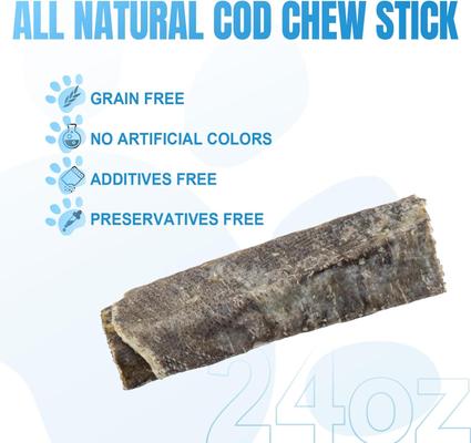 Show full view: Amzey Cod Fish Skin Rolls High Protein Freeze-Dried Dog Treats, 1.94-lb box, 4 resealable bag slide 8 of 10
