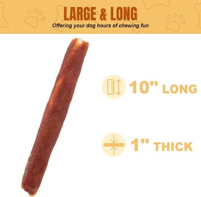 Show full view: Amzey Long-Lasting Retriever Rolls 10-in Duck Wrapped Rawhide Bone Dog Chew Treats, 1-lb box, 5 count slide 6 of 10