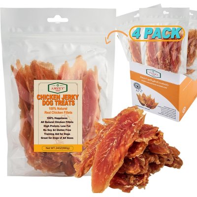 Amzey Amzey Canine Chews Chicken Grain-Free Jerky Dog Treats, 1.83-lb box, 4 resealable bag