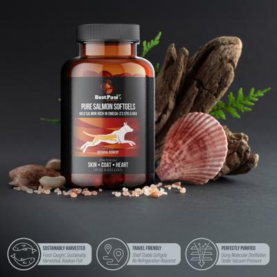 Show full view: Best Paw Nutrition Wild Salmon 500-mg Softgels Skin & Coat Supplement for Small Dogs & Cats, 60 count slide 7 of 10