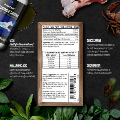 Show full view: Best Paw Nutrition Original Dream Glucosamine Unflavored Liquid Joint Support Supplement for Dogs & Cats, 32-fl oz bottle slide 3 of 10