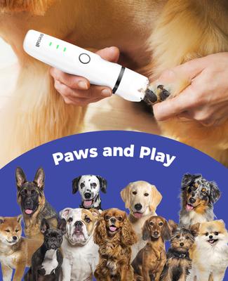Show full view: OneIsAll N12 4-in-1 Cordless Low Noise Paw Trimmer & Rechargeable Quiet Dog Grooming Kit with 2-Speed Clippers, White slide 7 of 11