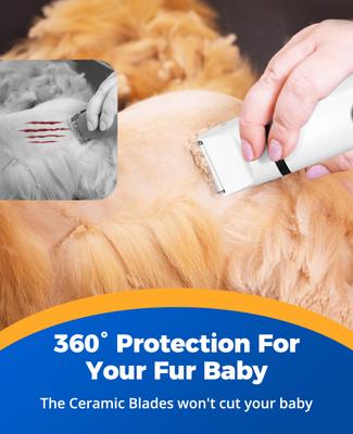 Show full view: OneIsAll N12 4-in-1 Cordless Low Noise Paw Trimmer & Rechargeable Quiet Dog Grooming Kit with 2-Speed Clippers, White slide 8 of 11