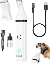 OneIsAll Cordless Low Noise N5 Dog Clippers with Double Blades, White