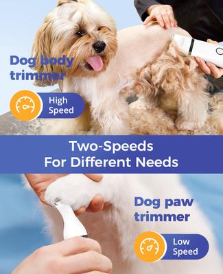 Show full view: OneIsAll N12 4-in-1 Cordless Low Noise Paw Trimmer & Rechargeable Quiet Dog Grooming Kit with 2-Speed Clippers, White slide 5 of 11