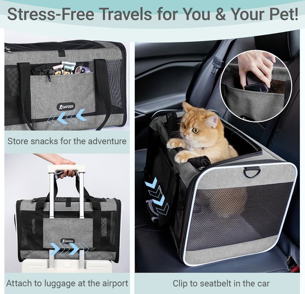 Show full view: Gapzer Soft-Sided Dog & Cat Carrier, Grey slide 7 of 9