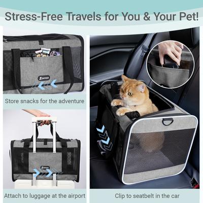 Show full view: Gapzer Soft-Sided Dog & Cat Carrier, Grey slide 7 of 9