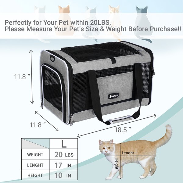 Show full view: Gapzer Soft-Sided Dog & Cat Carrier, Grey slide 2 of 9