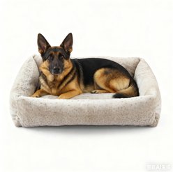 JOEJOY Rabbit Fur Leopard Print Dog & Cat Bed with Anti-Slip Bottom & Removable Cover, White, XX-Large