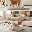 Show in main carousel: JOEJOY Rabbit Fur Leopard Print Dog & Cat Bed with Anti-Slip Bottom & Removable Cover, White, Medium slide 2 of 7