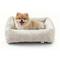 Show in main carousel: JOEJOY Rabbit Fur Leopard Print Dog & Cat Bed with Anti-Slip Bottom & Removable Cover, White, Small slide 1 of 8