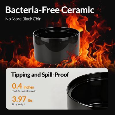 Show full view: Happy & Polly Ghost Non-Skid Ceramic Dog & Cat Water Fountain, Glossy Black, 50-oz slide 9 of 10