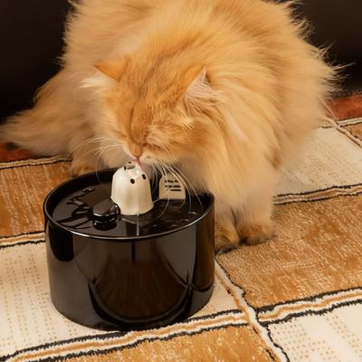 Show full view: Happy & Polly Ghost Non-Skid Ceramic Dog & Cat Water Fountain, Glossy Black, 50-oz slide 6 of 10