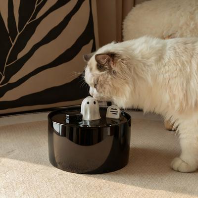 Show full view: Happy & Polly Ghost Non-Skid Ceramic Dog & Cat Water Fountain, Glossy Black, 50-oz slide 4 of 10