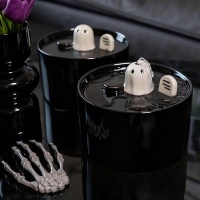 Show full view: Happy & Polly Ghost Non-Skid Ceramic Dog & Cat Water Fountain, Glossy Black, 50-oz slide 5 of 10