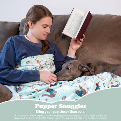 Show full view: Puppington Snuggles Ultra Plush Comfort Throw Blanket, Seafoam Green slide 4 of 6