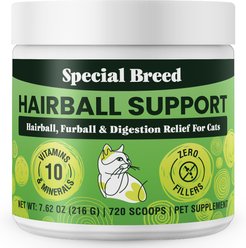 Special Breed 10 Super Ingredients Hairball Support Powder Supplement for Cats, 7.62-oz jar