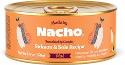 Made by Nacho Sustainably Caught Salmon & Sole Recipe Grain-Free Pate Wet Cat Food, 5.5-oz can, case of 6