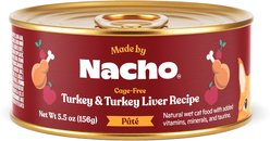 Made by Nacho Turkey & Turkey Liver Recipe Grain-Free Pate Wet Cat Food, 5.5-oz can, case of 6