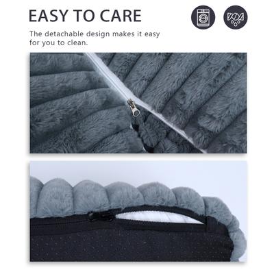 Show full view: LFC PETS Plush Foldable Couch Dog & Cat Bed with Removable Cover, Dark Grey, Small slide 9 of 10