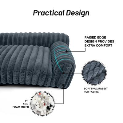Show full view: LFC PETS Plush Foldable Couch Dog & Cat Bed with Removable Cover, Dark Grey, Small slide 8 of 10