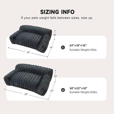 Show full view: LFC PETS Plush Foldable Couch Dog & Cat Bed with Removable Cover, Dark Grey, Small slide 2 of 10