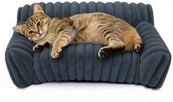 LFC PETS Plush Foldable Couch Dog & Cat Bed with Removable Cover, Dark Grey, Small