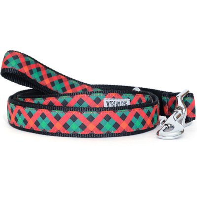 The Worthy Dog The Worthy Dog Holiday Check Dog Leash, Large: 5-ft long, 1-in wide