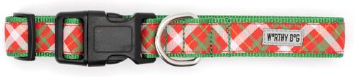 Show full view: The Worthy Dog Holiday Plaid Adjustable Dog Collar, Medium: 11 to 17-in neck, 1-in wide slide 3 of 3