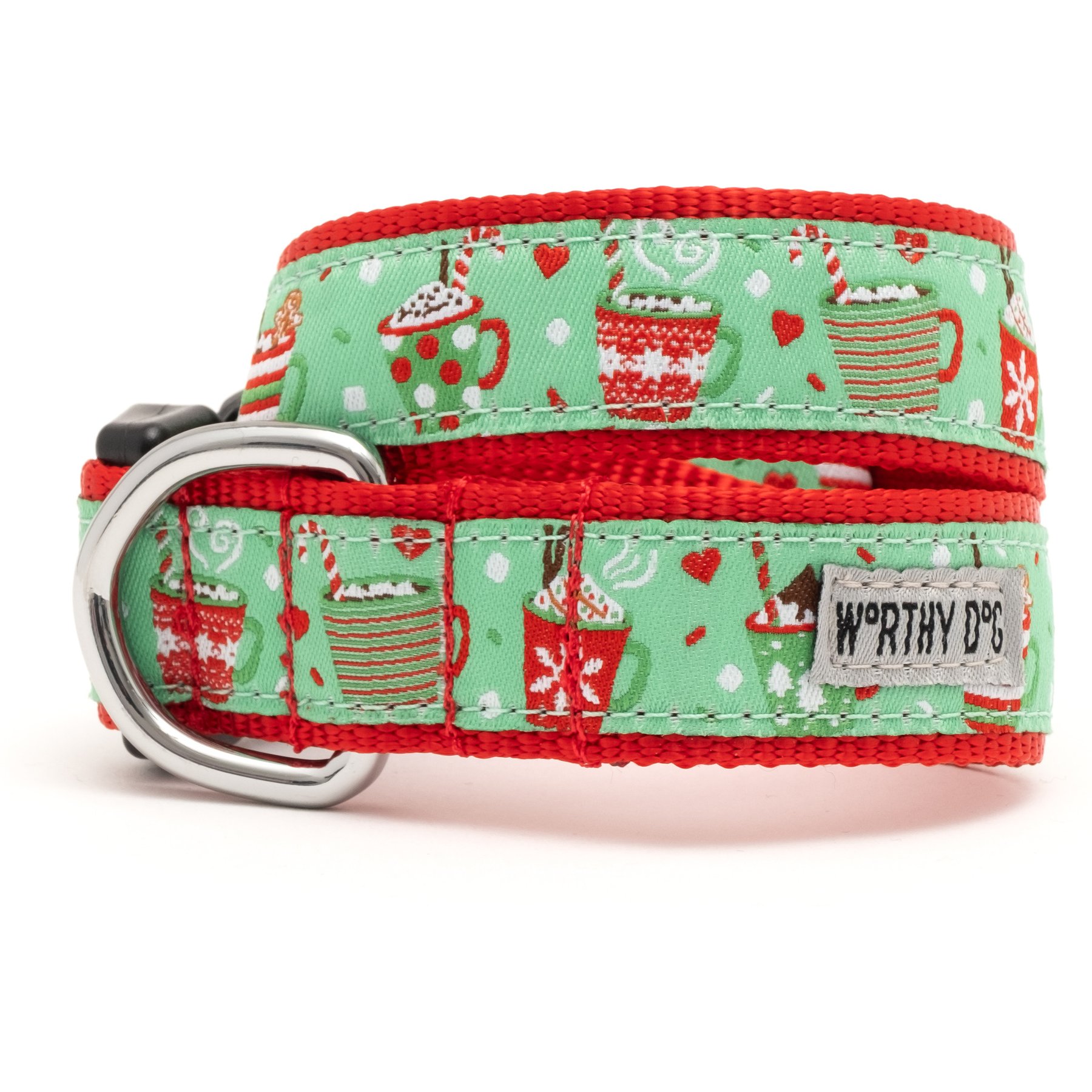 The Worthy Dog Holiday Lattes Adjustable Dog Collar, X-Large: 17 to 23-in neck, 1-in wide
