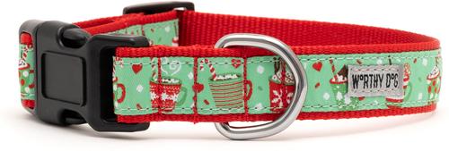 Show full view: The Worthy Dog Holiday Lattes Adjustable Dog Collar, Large: 14 to 20-in neck, 1-in wide slide 3 of 4