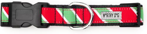 Show full view: The Worthy Dog Holiday Stripe Adjustable Dog Collar, X-Large: 17 to 23-in neck, 1-in wide slide 2 of 3