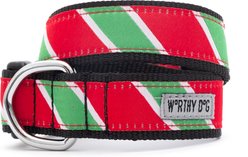The Worthy Dog Holiday Stripe Adjustable Dog Collar, X-Small: 5 to 11-in neck, 1/2-in wide