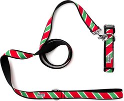 The Worthy Dog Holiday Stripe Dog Leash, Large: 5-ft long, 1-in wide slide 2 of 3