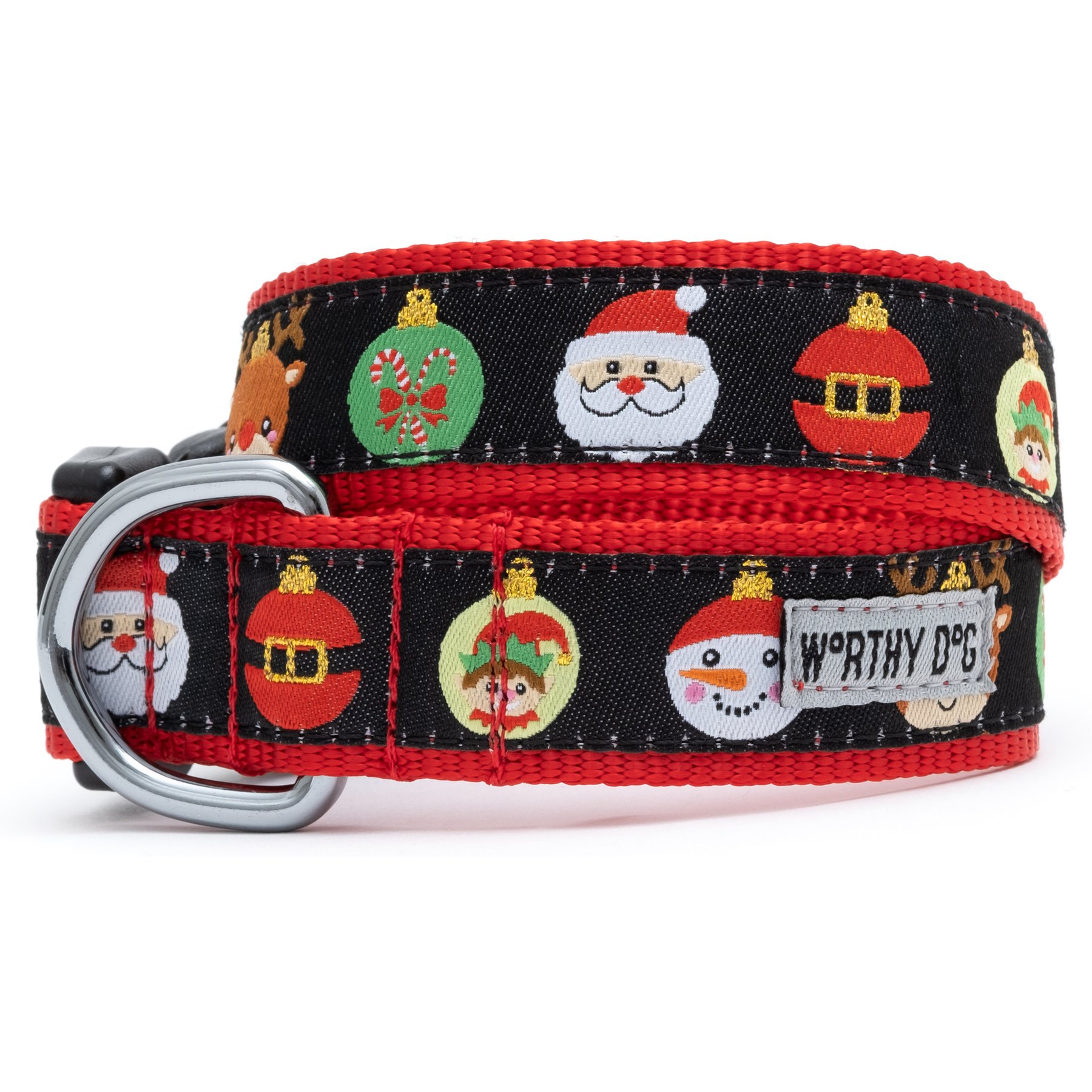 The Worthy Dog Deck the Halls Adjustable Dog Collar, Medium: 11 to 17-in neck, 1-in wide