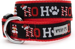 The Worthy Dog Ho Ho Ho! Adjustable Dog Collar, X-Small: 5 to 11-in neck, 1/2-in wide